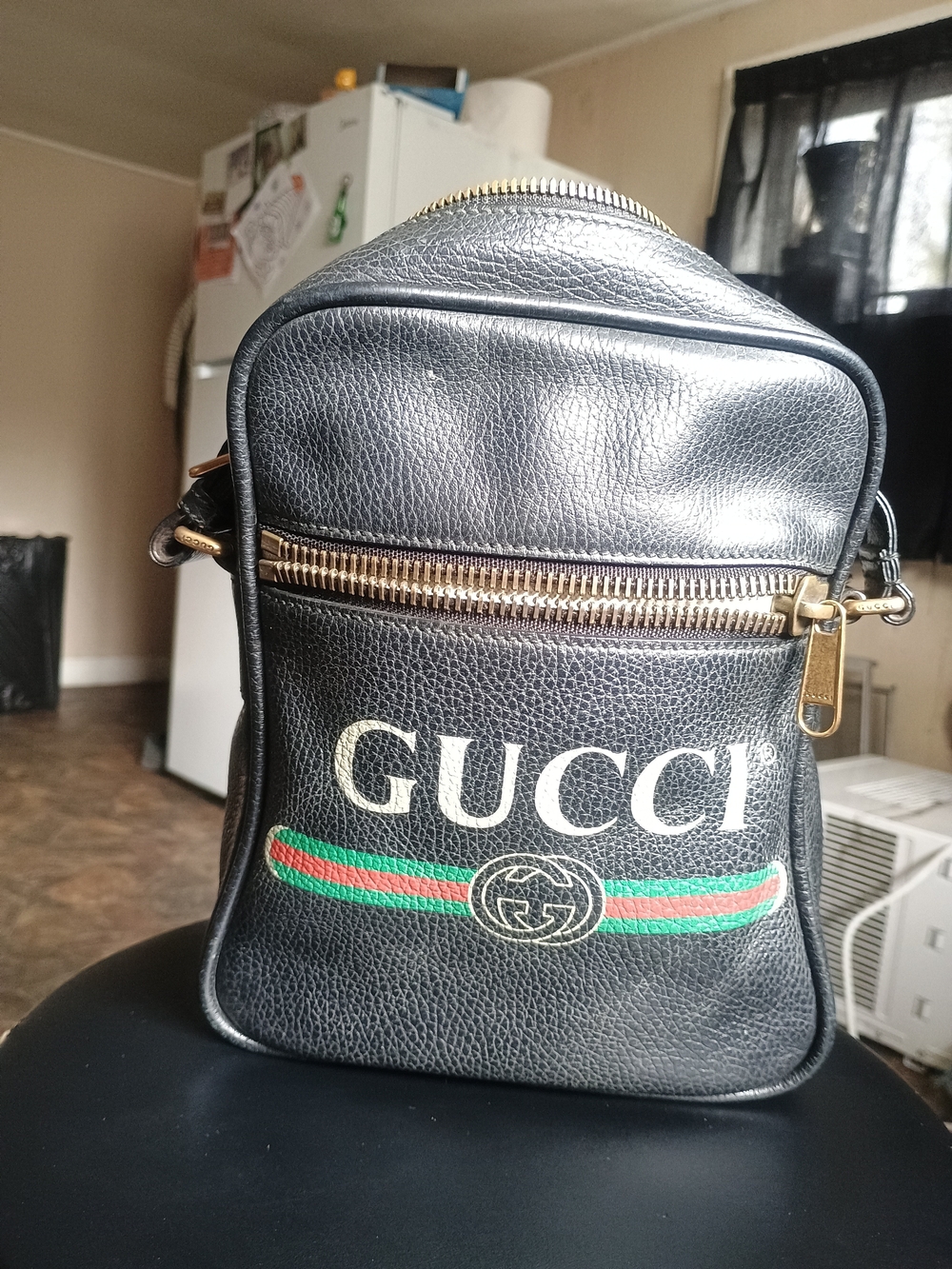 Gucci Logo Print Messenger Bag (Needs Cleaning Inside)